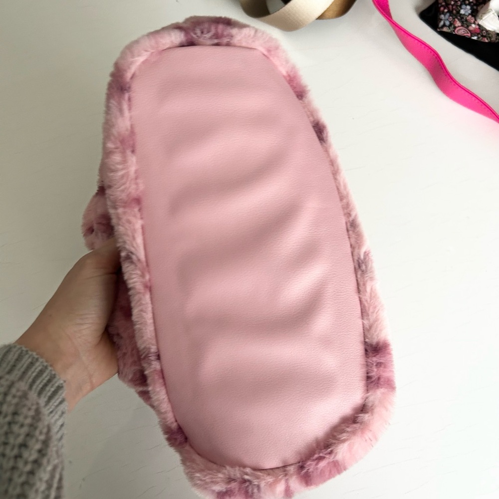 Y2K Juicy Couture Warm Up Mini Tote Pink Leopard Faux Fur Print Glam Bag - Picture 4 of 8